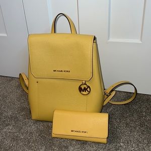 Micheal Kors Backpack & Wallet (MUSTARD YELLOW) ONLY USED ONCE